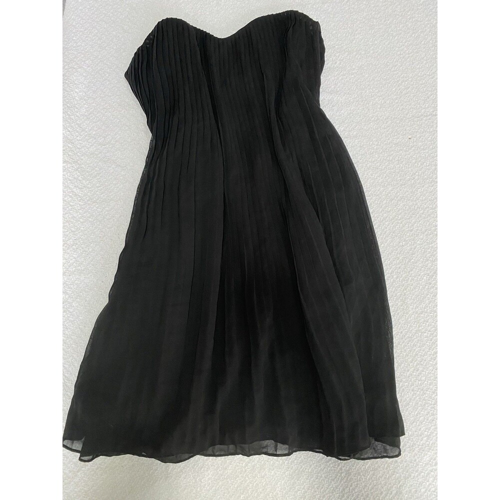 LBD Red Tulips Black Pleated Strapless Mini Dress Size S Goth Coquette Chic